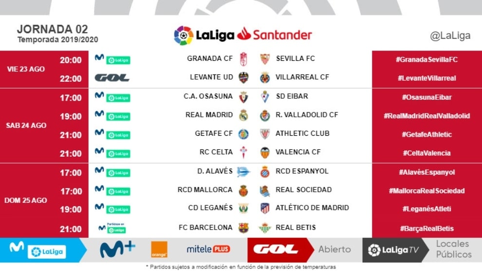 LaLiga modifica de las tres primeras jornadas y publica la cuarta - Radio Marca Barcelona