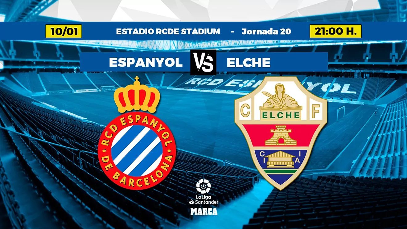 El Espanyol y el Elche cerrarán este lunes por la noche la jornada 20